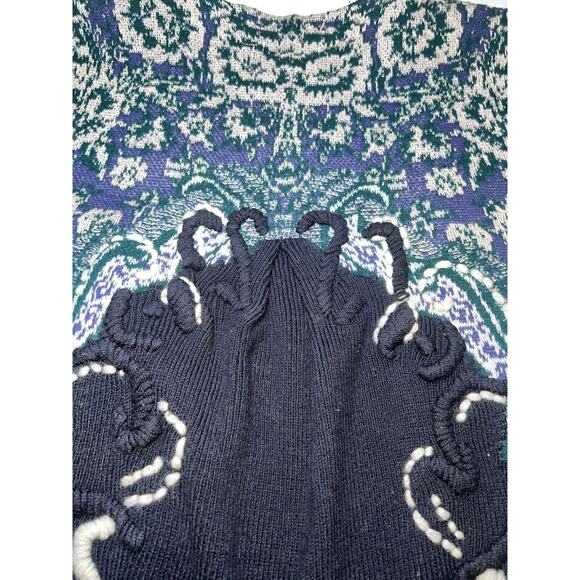 HWR Anthropologie Cardigan Women’s Size S Navy Blue Emma Embroidered Open Front - Picture 15 of 16